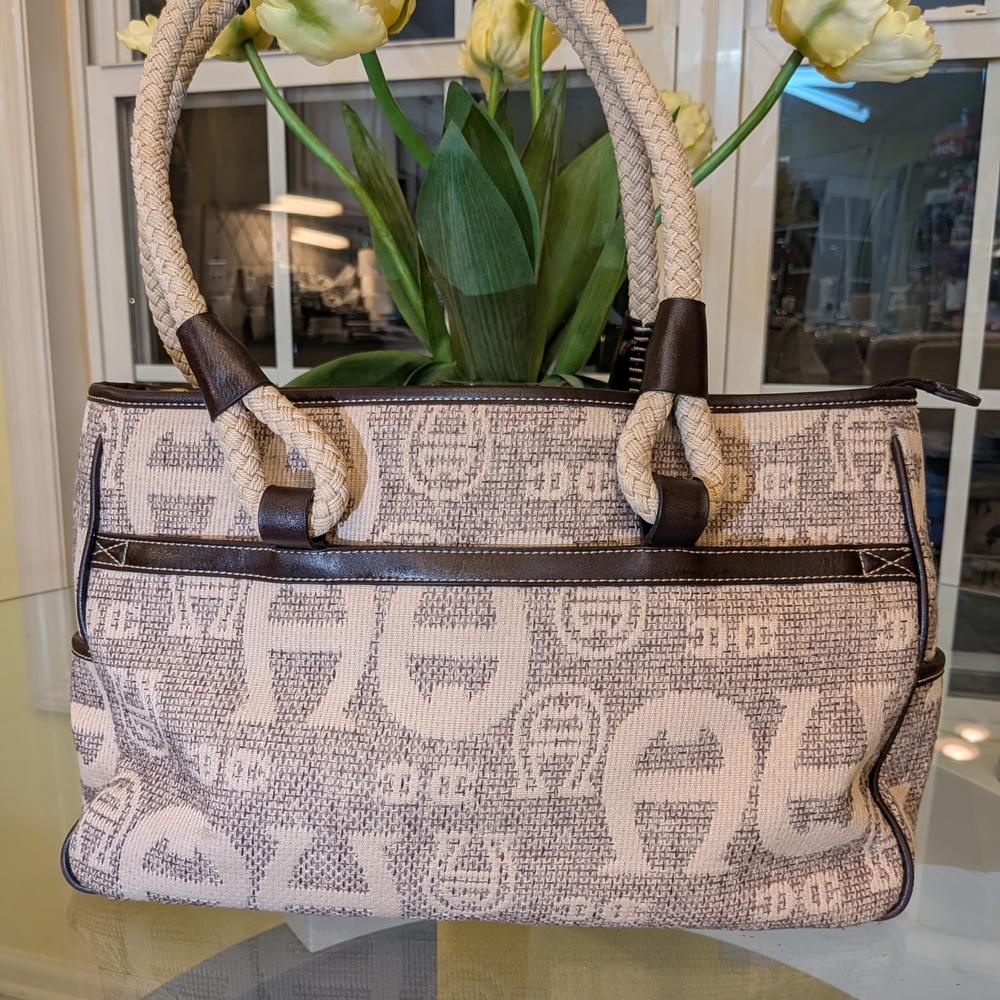 Etienne Aigner Cream and Brown Leather Shoulder Bag VINTAGE